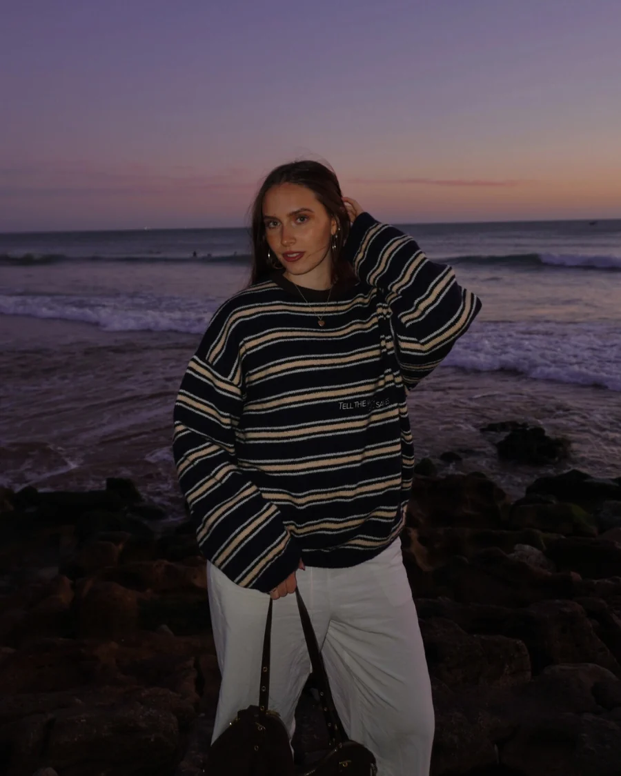 Striped Jesus Saves Knit Sweater - Image 4
