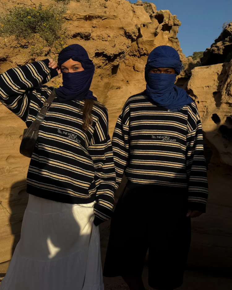 Striped Jesus Saves Knit Sweater - Image 6